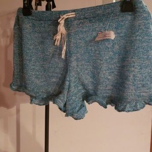 Aqua bloe and white knit shorts